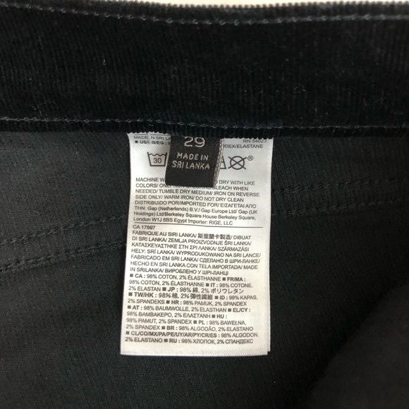 Banana Republic Zipper Pockets Skinny Ankle Corduroy Pants Black Women's 29 - Picture 9 of 15